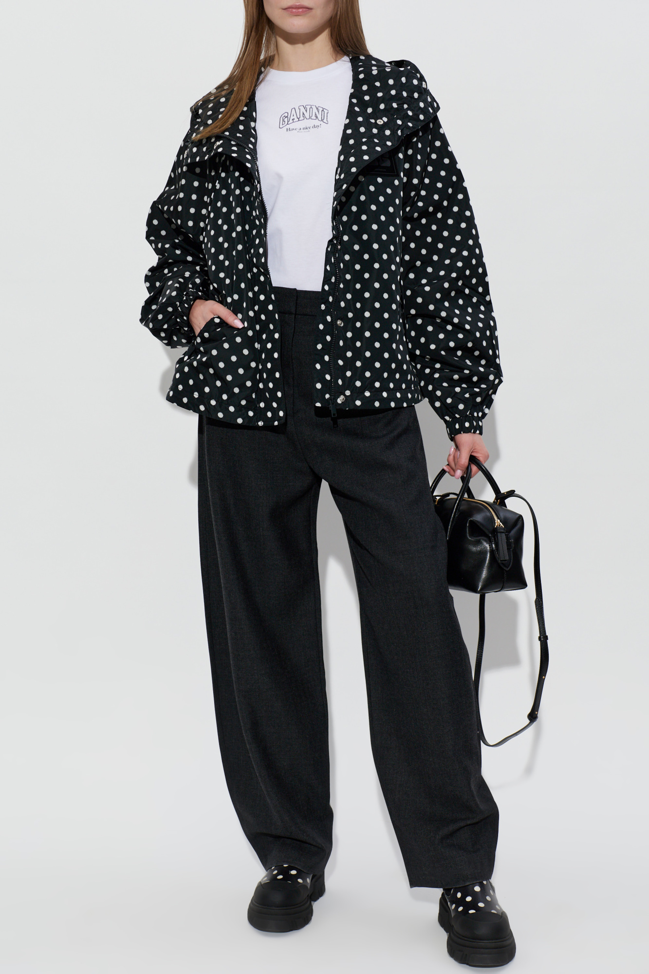 Black Polka dot patterned jacket Ganni - Vitkac Canada